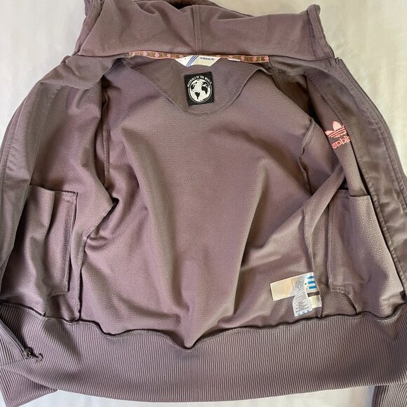 Adidas Originals Size M  Retro Y2k Full Zip Hoodie Track Jacket Mauve - Picture 4 of 14